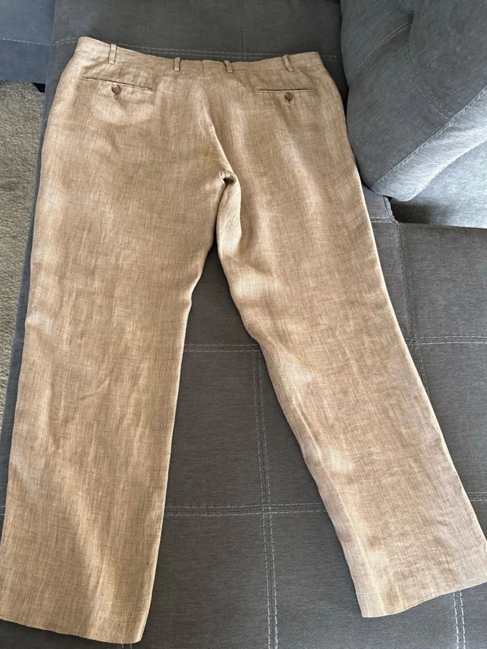 lauren ralph lauren slim man’s tan 100% linen pants. 38/30